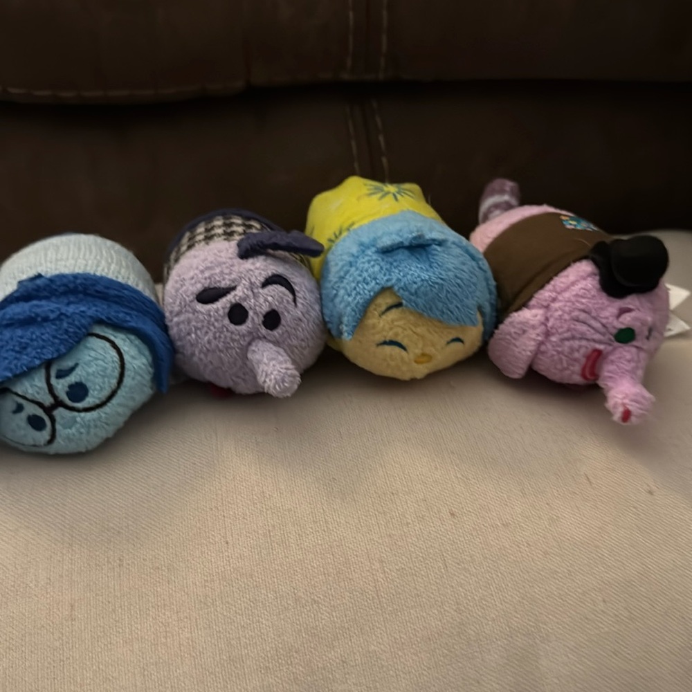 4 Disney Pixar Inside Out Tsum Tsums. No hanging tag but tush tags are intact.